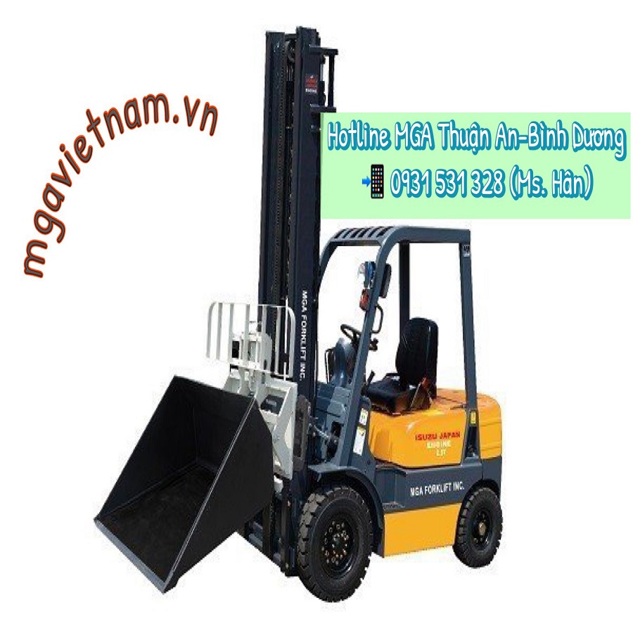 Xe Nâng Dầu MGA gắn gầu xúc